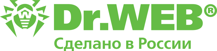 Dr. Web logo, green, made in Russia sign