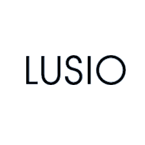 Lusio logo, logotype, white
