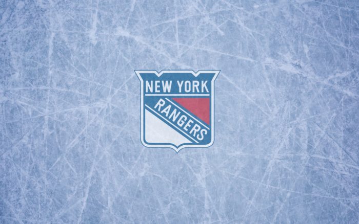 New York Rangers wallpaper with logo on the ice 1920x1200, 16x10