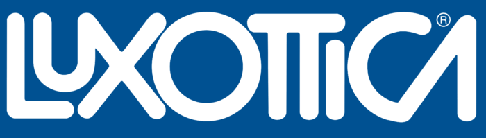 Luxottica logo, blue background