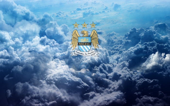 Manchester City wallpaper with club crest in the clouds - 1920x1200