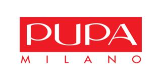 Pupa Milano logo, white-red
