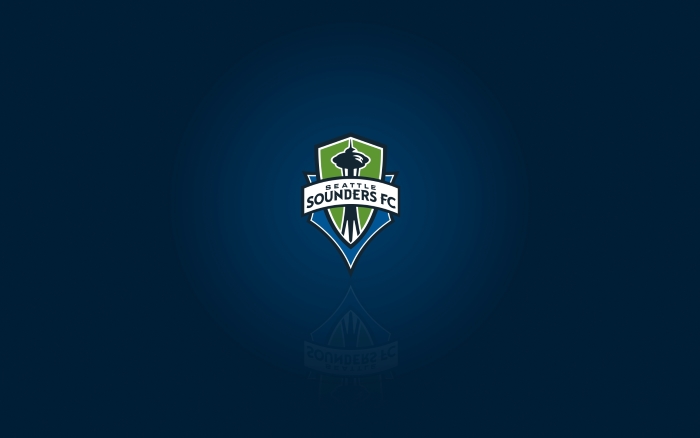 MLS club Seattle Sounders FC - desktop wallpaper with logo, widescreen blue background 1920x1200 px