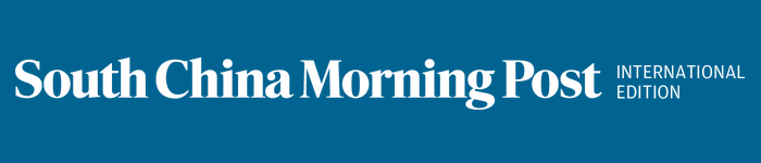 South China Morning Post logo, blue, international