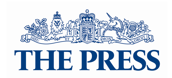 The Press logo, emblem, blue