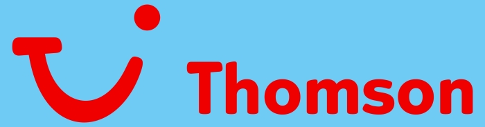 Thomson logo, blue bg