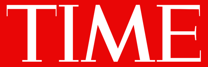 Time Magazine logo, red bg