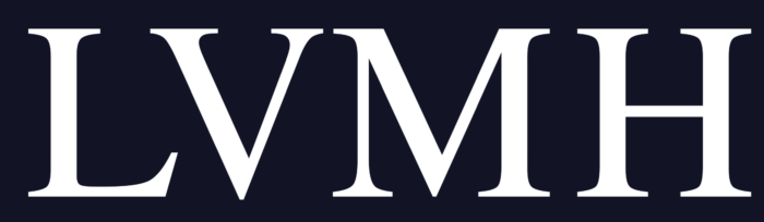 LVMH logo, white, blue background