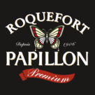 Papillon Roquefort Logo white text
